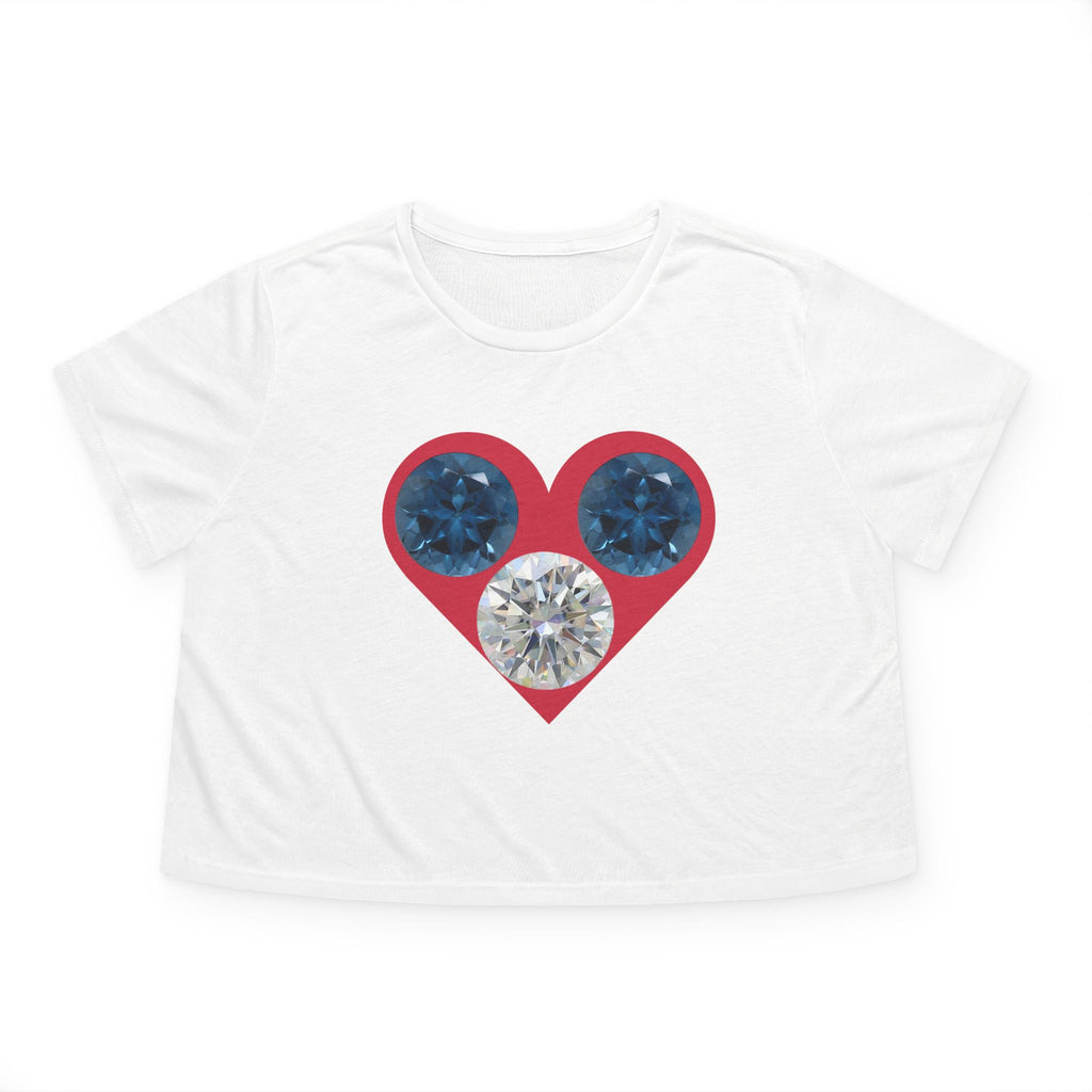 Cropped Tee — Gemstone Heart Graphic (Blue & Diamond)
