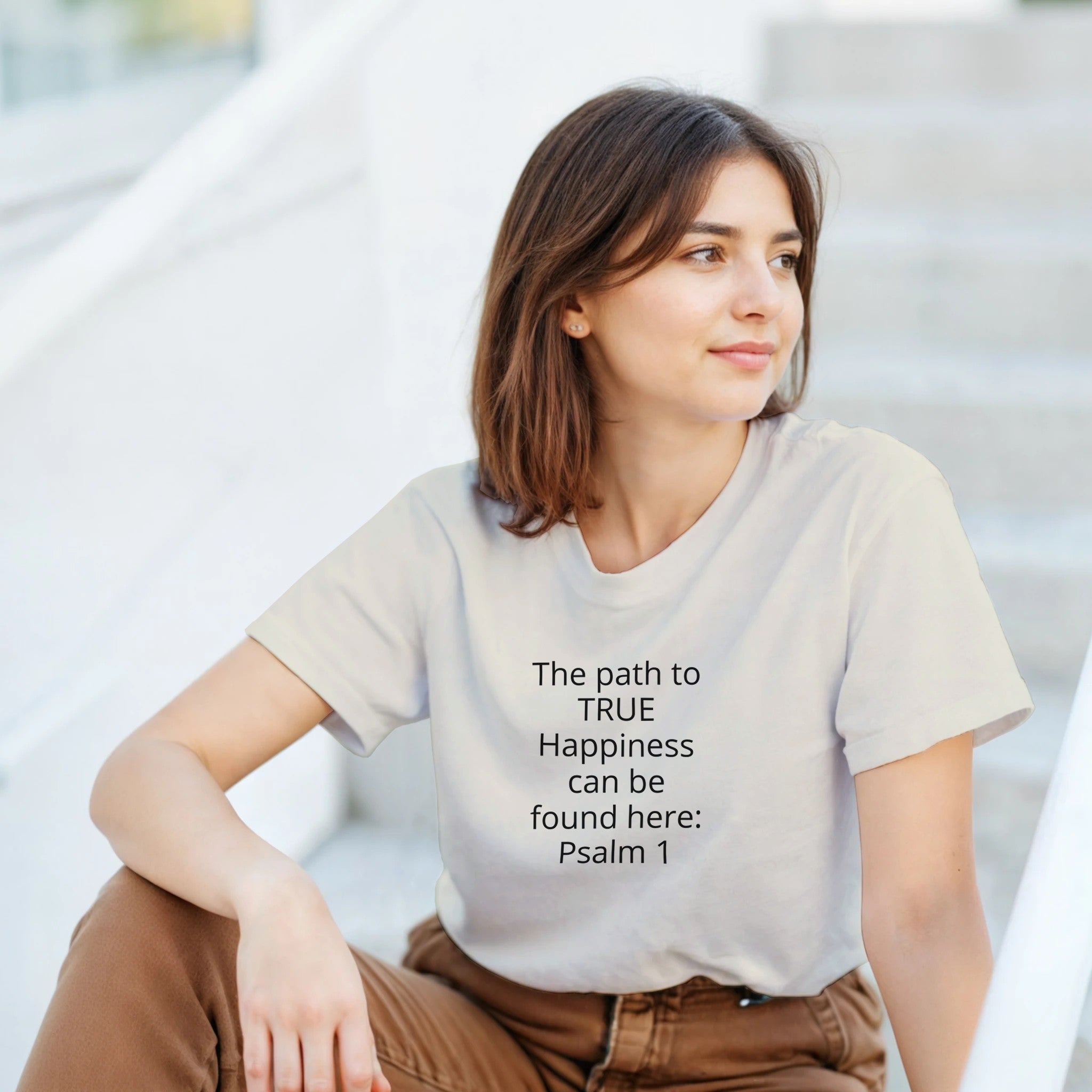 Happiness Heavyweight Unisex Crewneck T-shirt | Gildan® 5000 White - BB's Tees and More