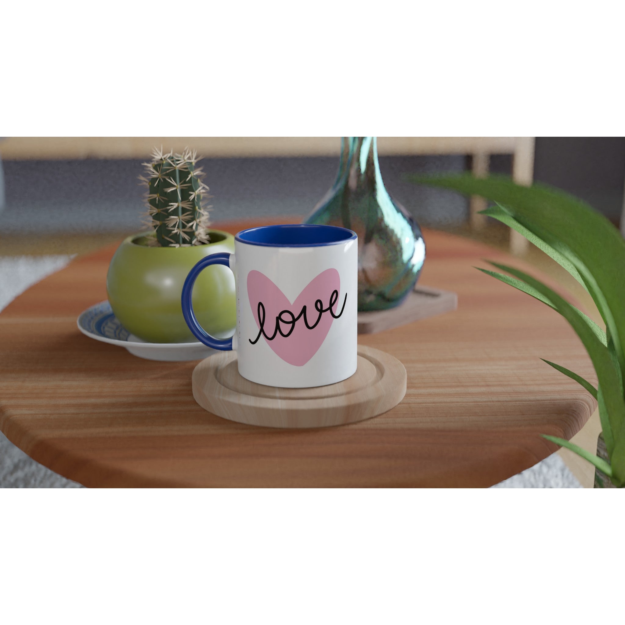 Heart Love Mug – 11oz Ceramic Coffee Mug with Pink Heart Design - BB's Tees and More