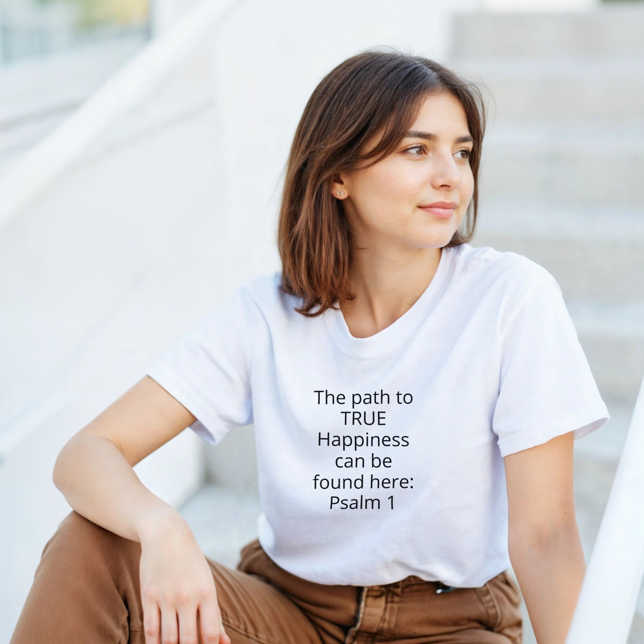 Happiness Heavyweight Unisex Crewneck T-shirt | Gildan® 5000 White - BB's Tees and More