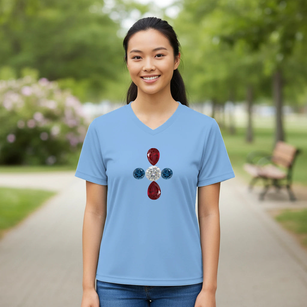 5Jewel Women’s Performance V - Neck T-Shirt - BB's Tees and More
