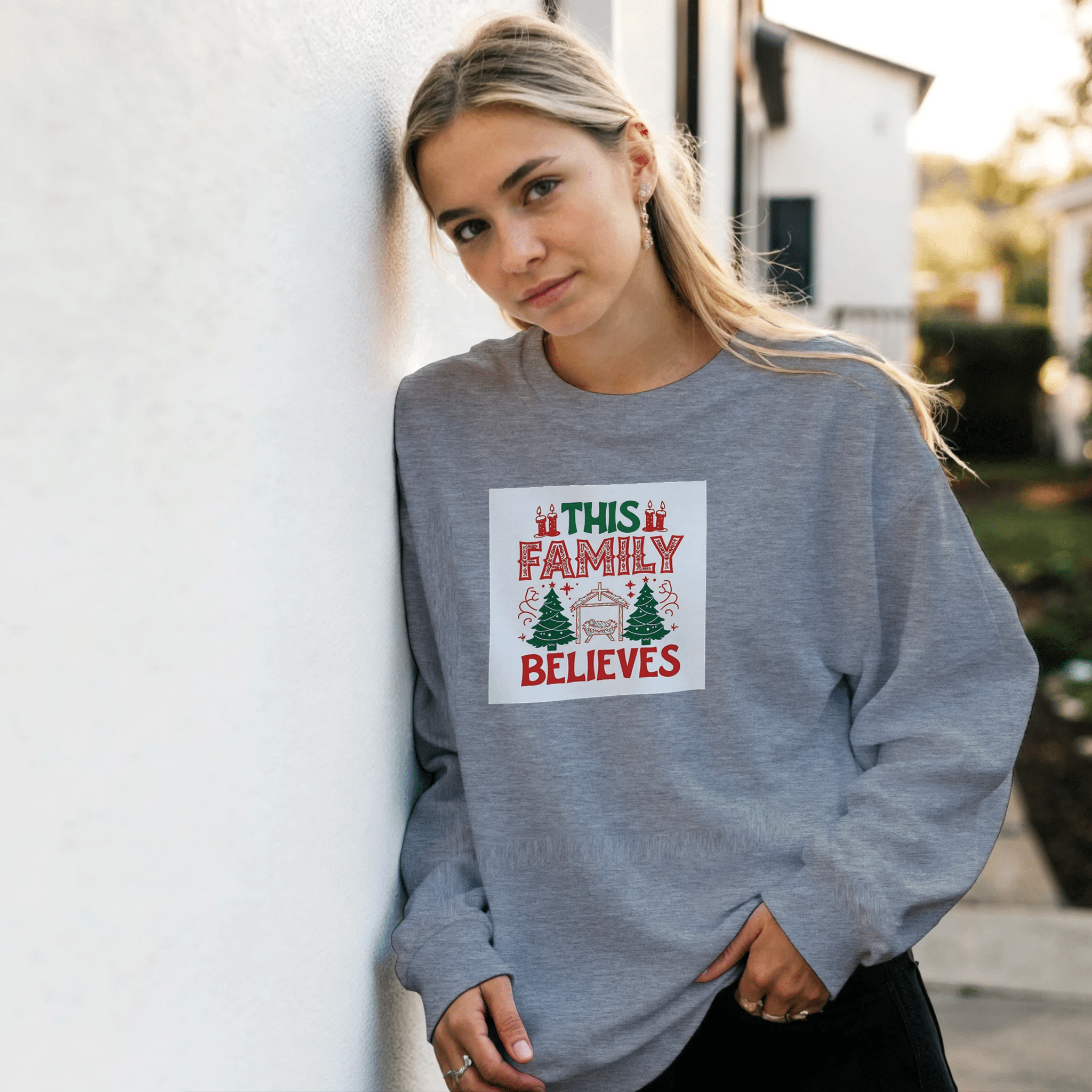 Family Believes Classic Unisex Crewneck Sweatshirt | Gildan® 18000 - BB's Tees and More