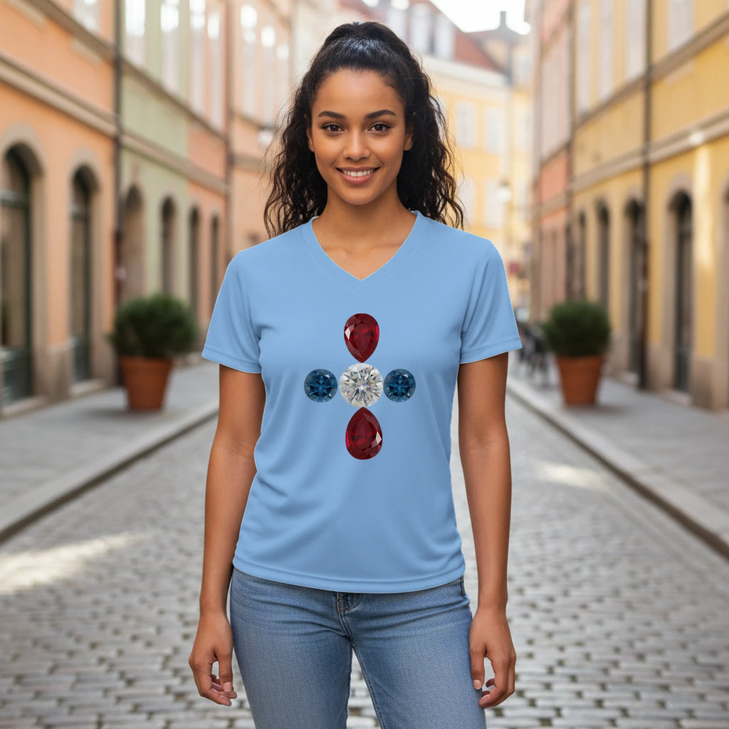 5Jewel Women’s Performance V - Neck T-Shirt - BB's Tees and More