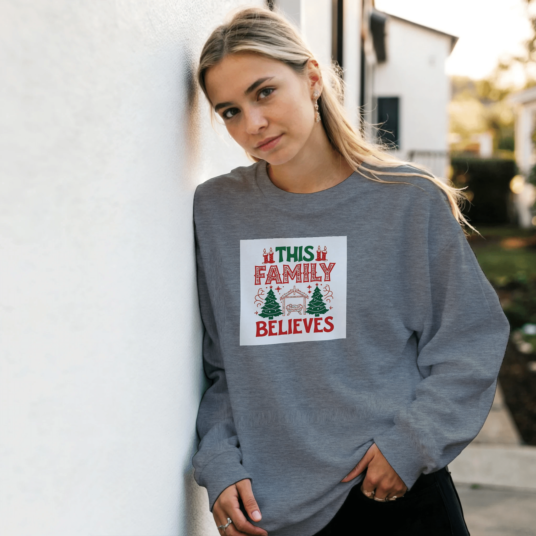 Family Believes Classic Unisex Crewneck Sweatshirt | Gildan® 18000 - BB's Tees and More