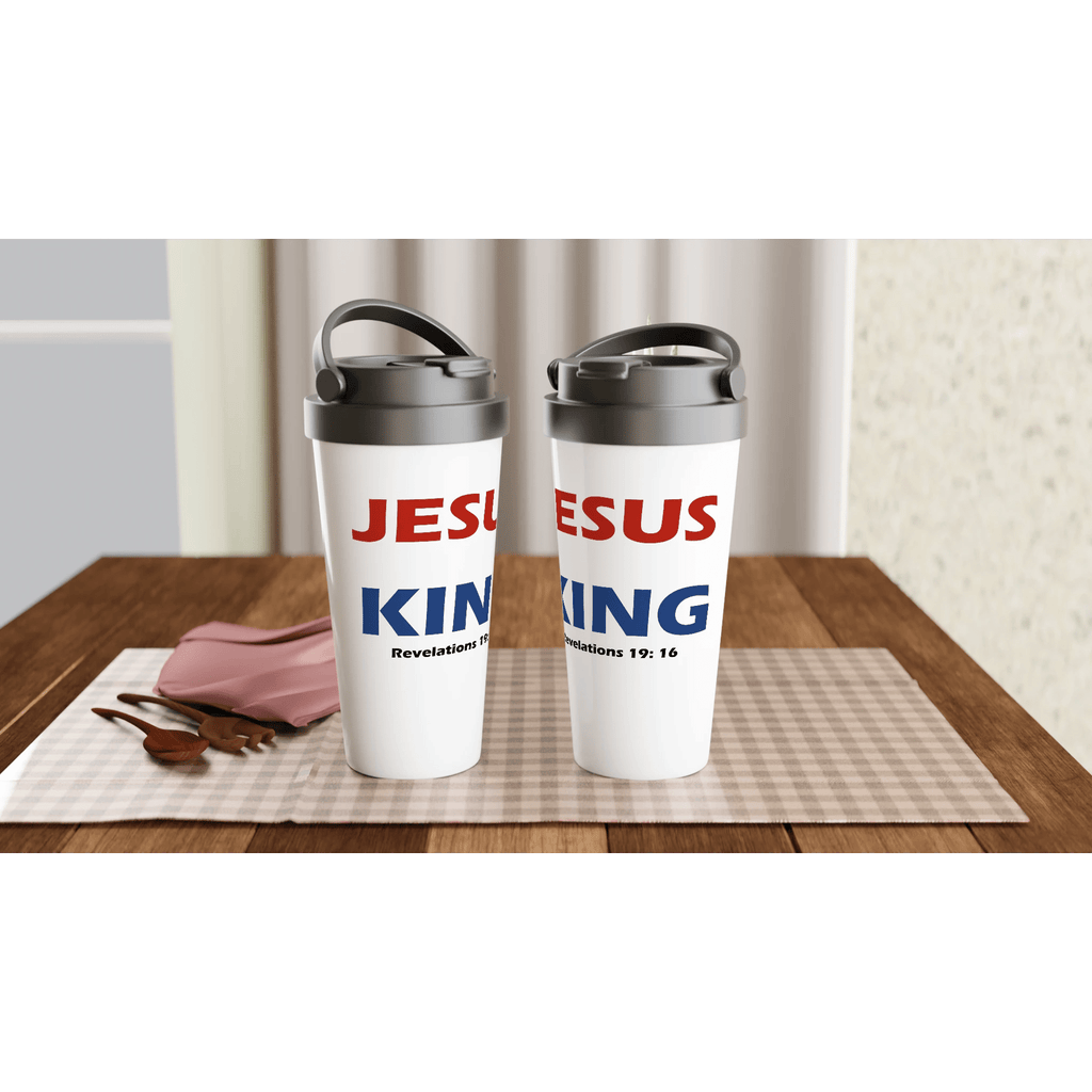 White 15oz Stainless Steel Travel Mug - BB's Tees and More