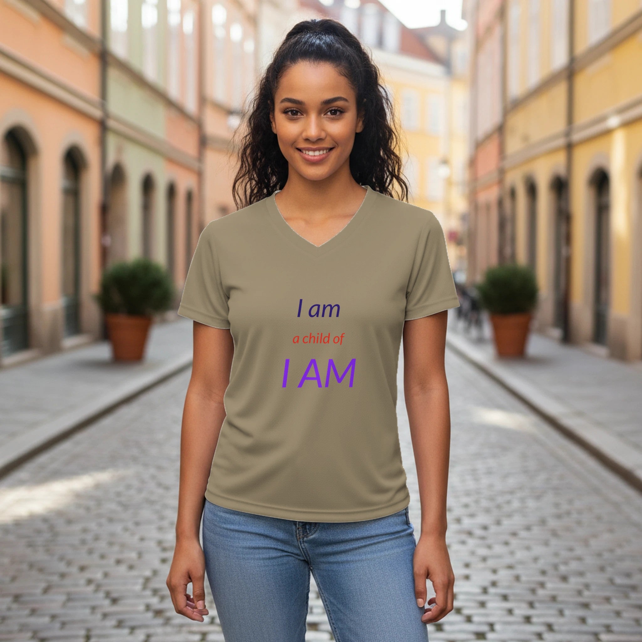 I am Women’s Performance V - Neck T-Shirt - BB's Tees and More
