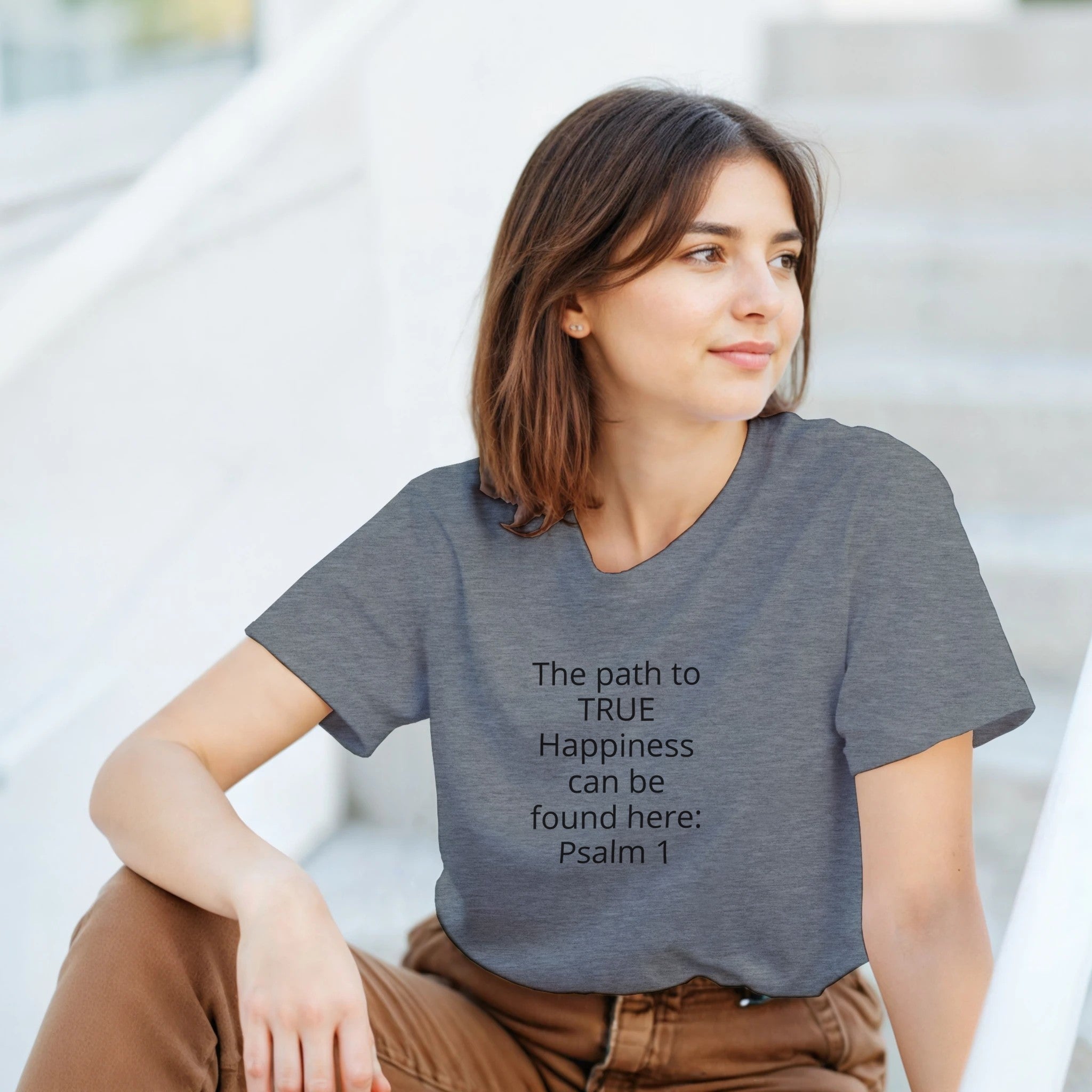Happiness Heavyweight Unisex Crewneck T-shirt | Gildan® 5000 White - BB's Tees and More