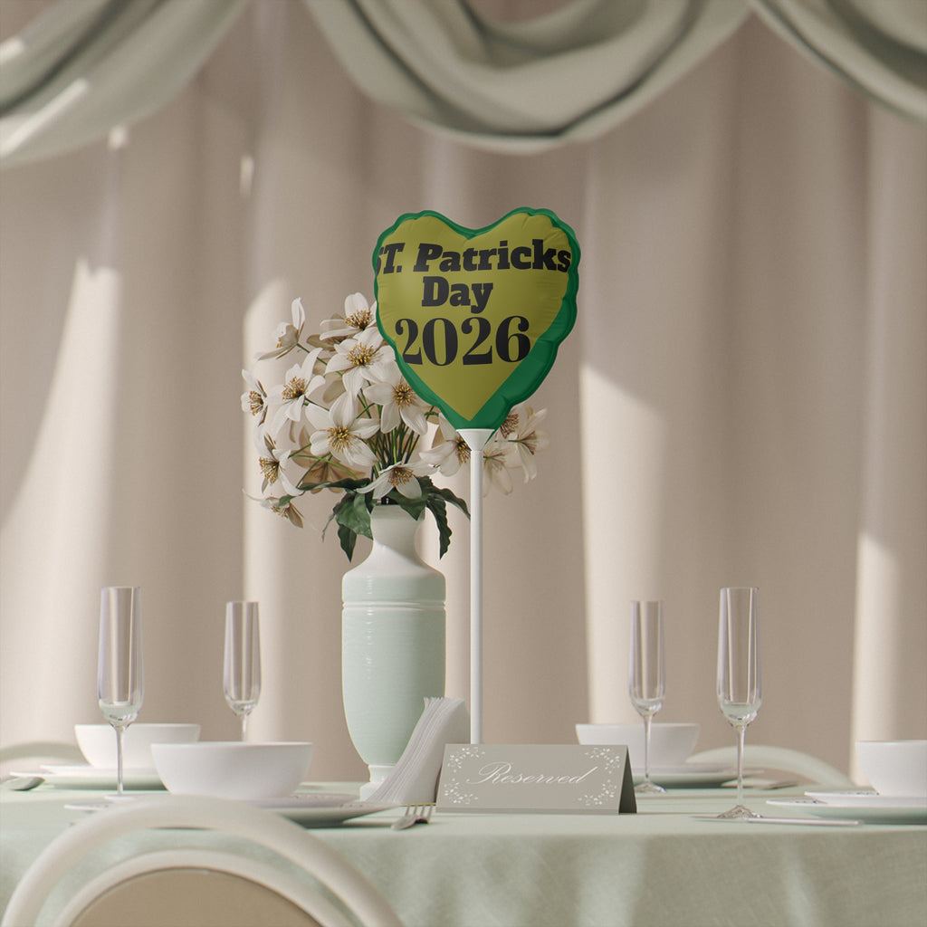 St. Patrick's Day 2026 Heart Balloon — Green 6" Party Decoration - BB's Tees and More