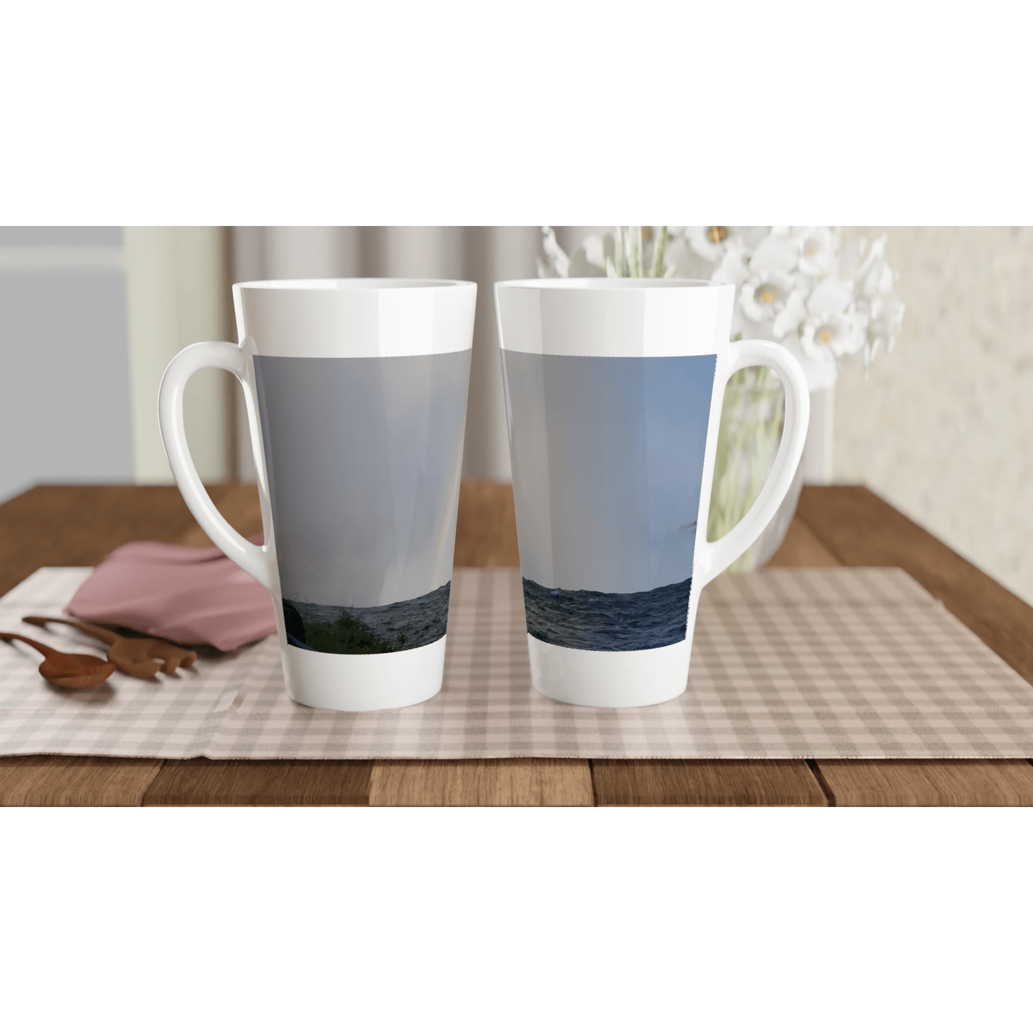 Waterfall Rainbow White Latte 17oz Ceramic Mug - BB's Tees and More