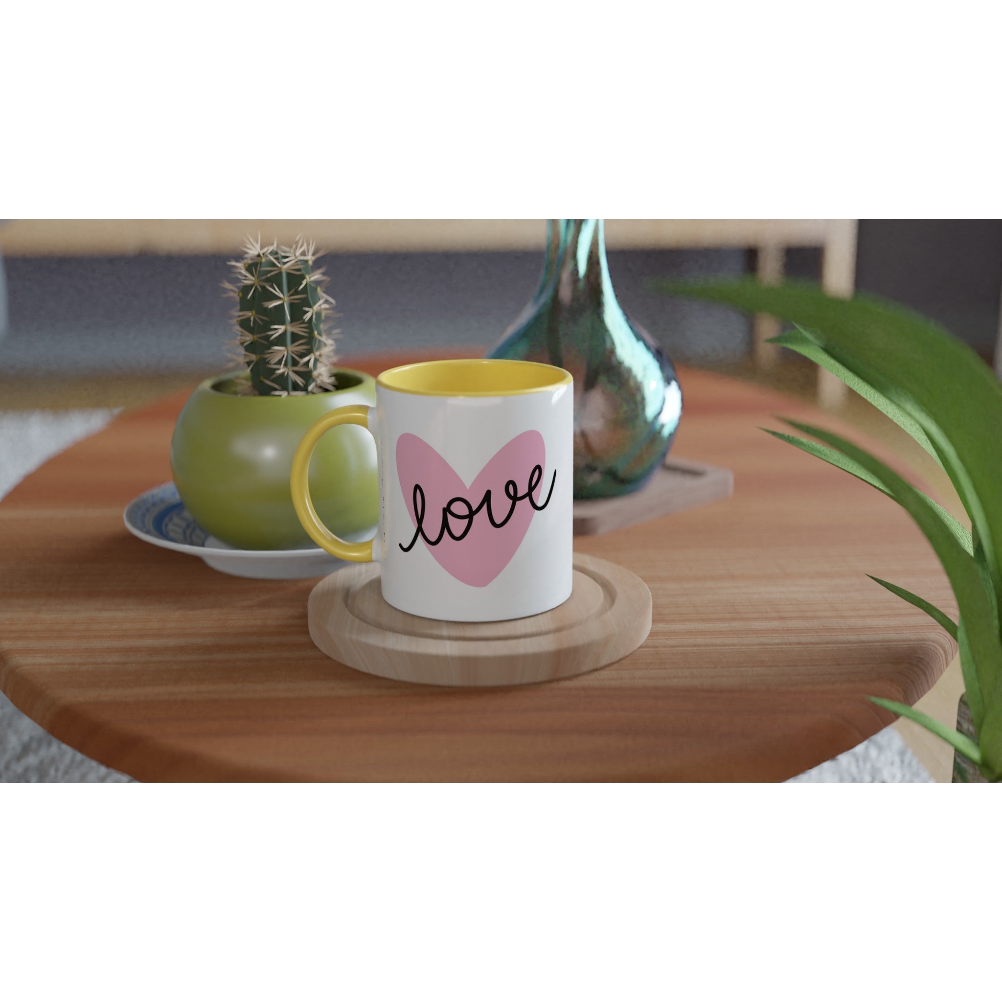 Heart Love Mug – 11oz Ceramic Coffee Mug with Pink Heart Design - BB's Tees and More