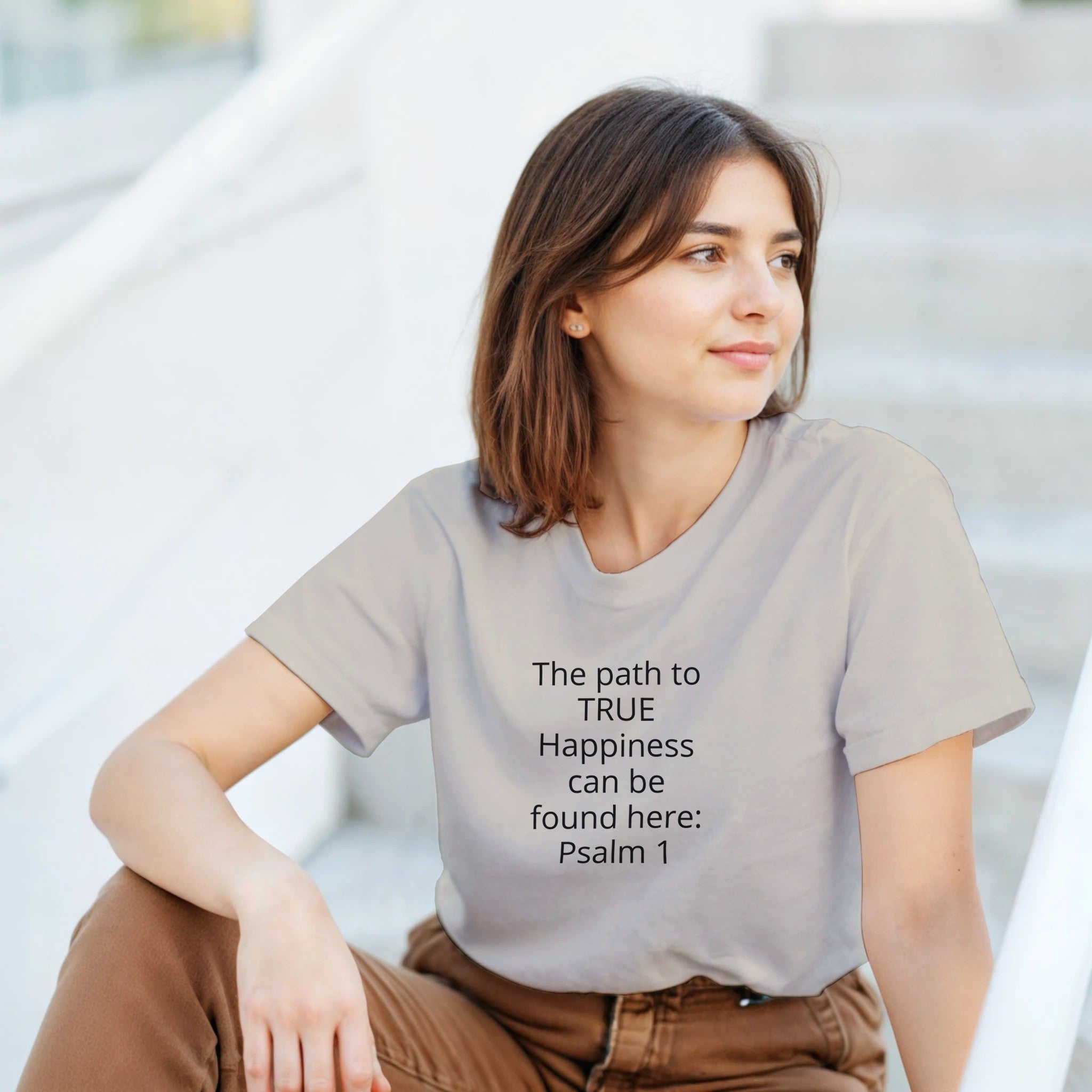 Happiness Heavyweight Unisex Crewneck T-shirt | Gildan® 5000 White - BB's Tees and More