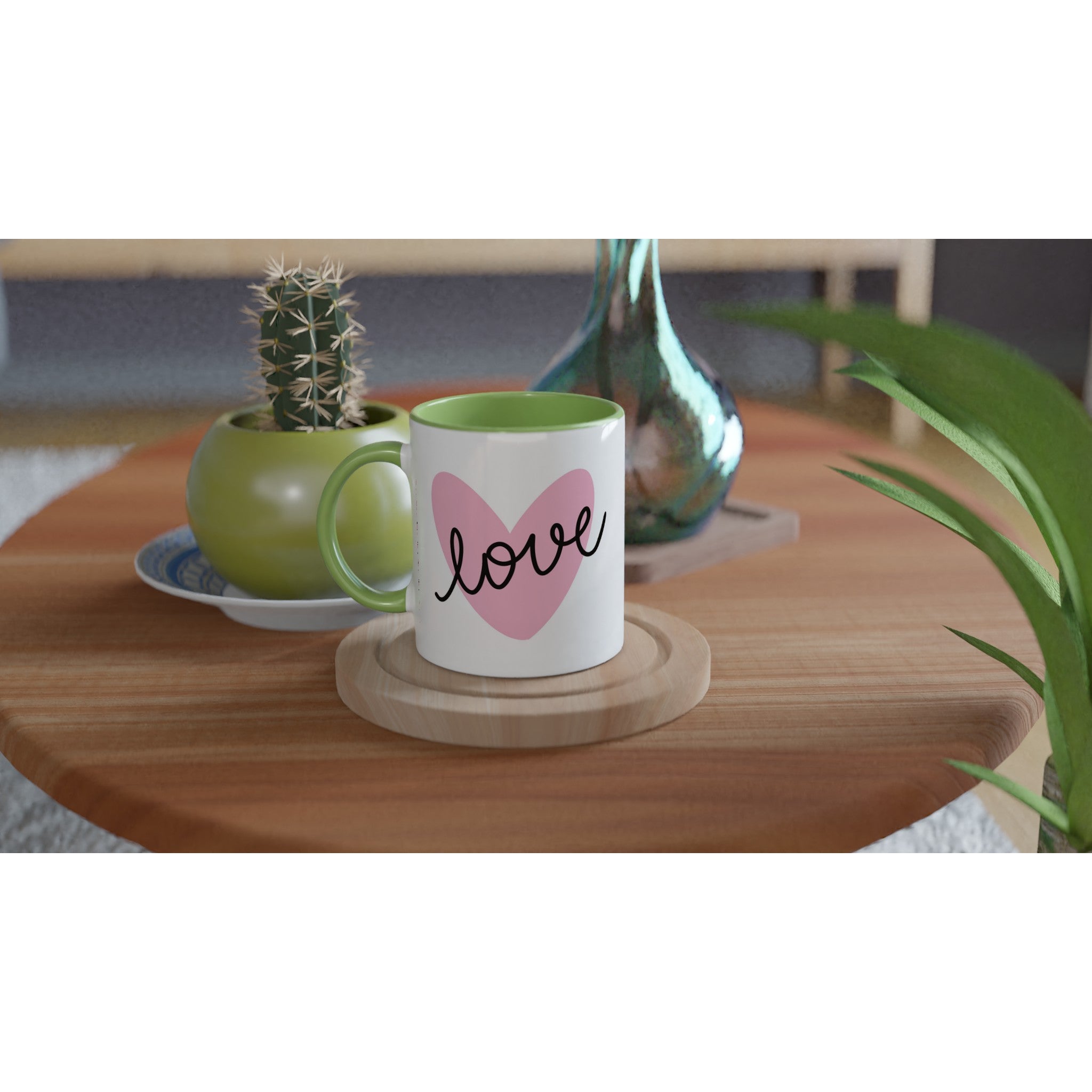Heart Love Mug – 11oz Ceramic Coffee Mug with Pink Heart Design - BB's Tees and More