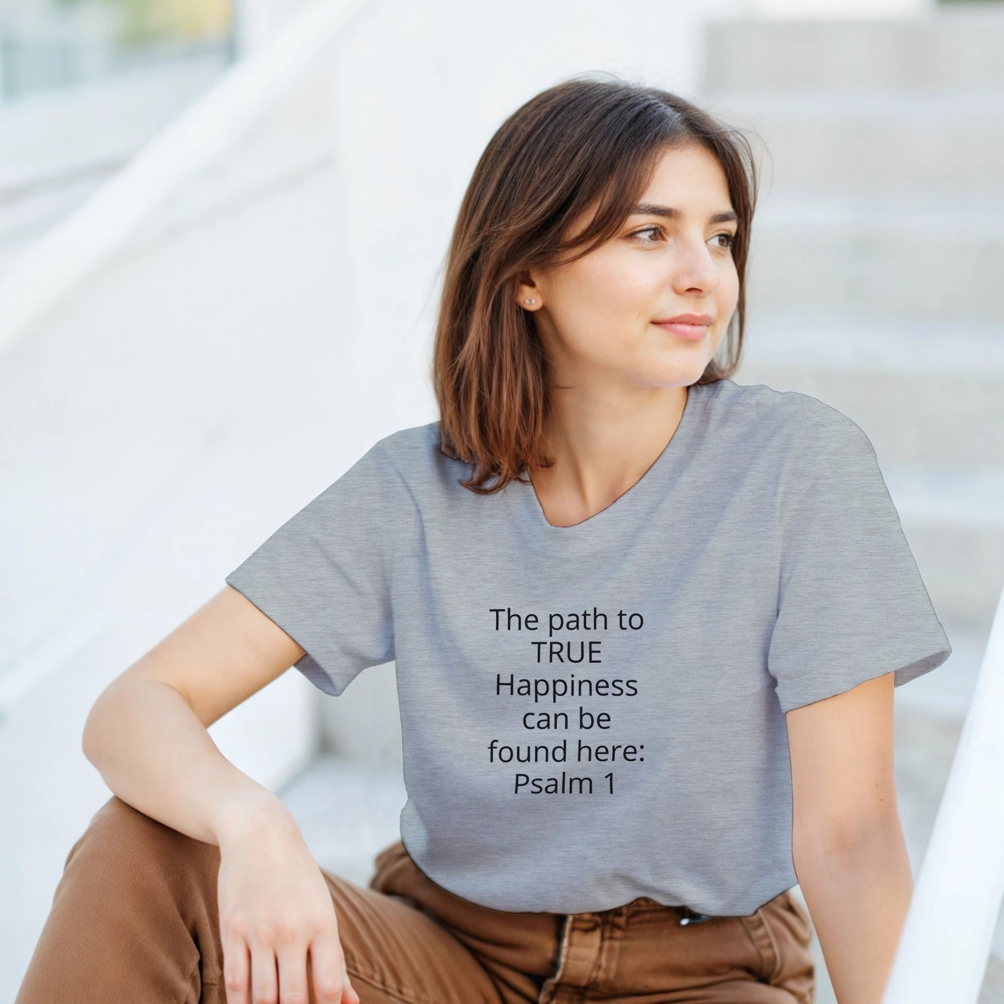 Happiness Heavyweight Unisex Crewneck T-shirt | Gildan® 5000 White - BB's Tees and More