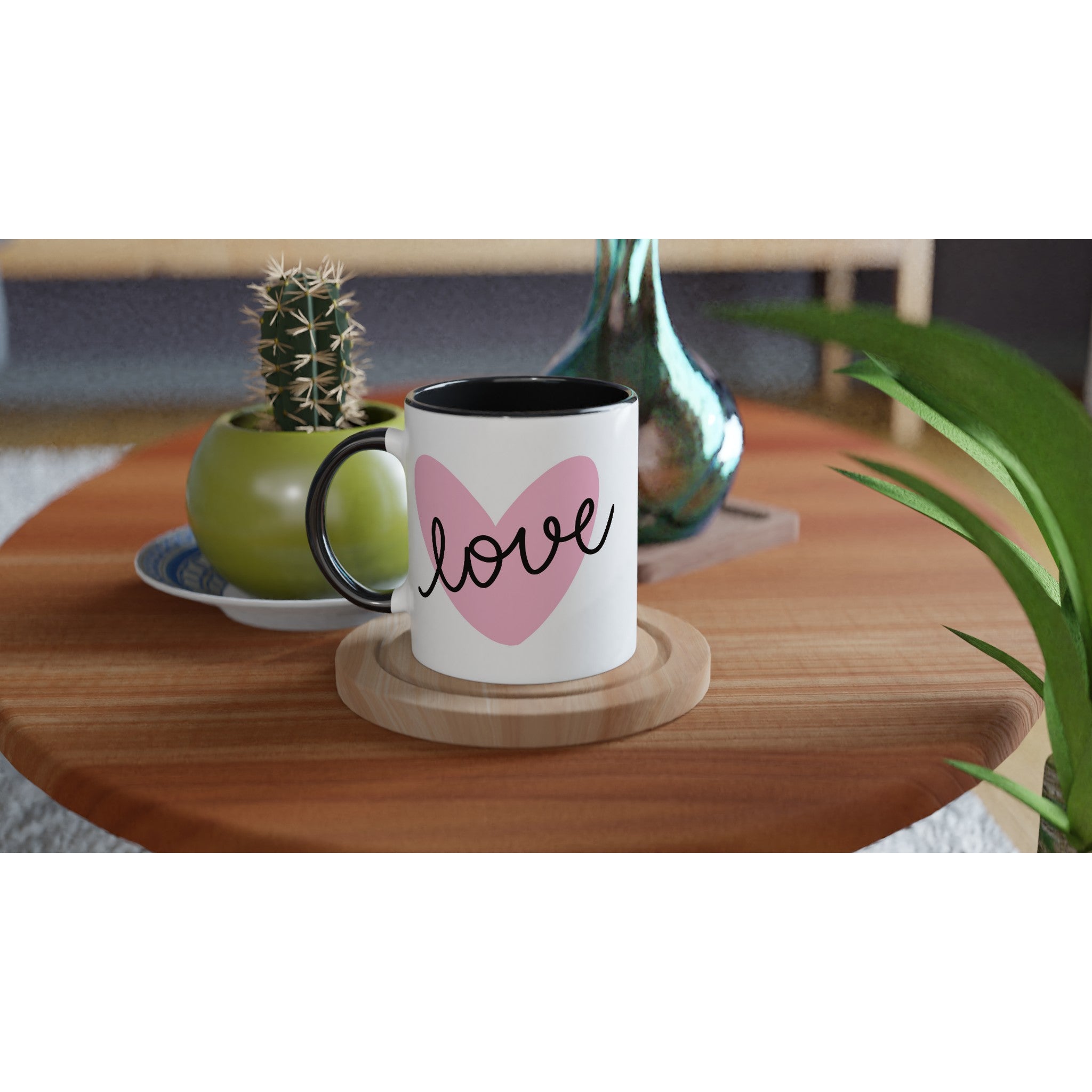 Heart Love Mug – 11oz Ceramic Coffee Mug with Pink Heart Design - BB's Tees and More