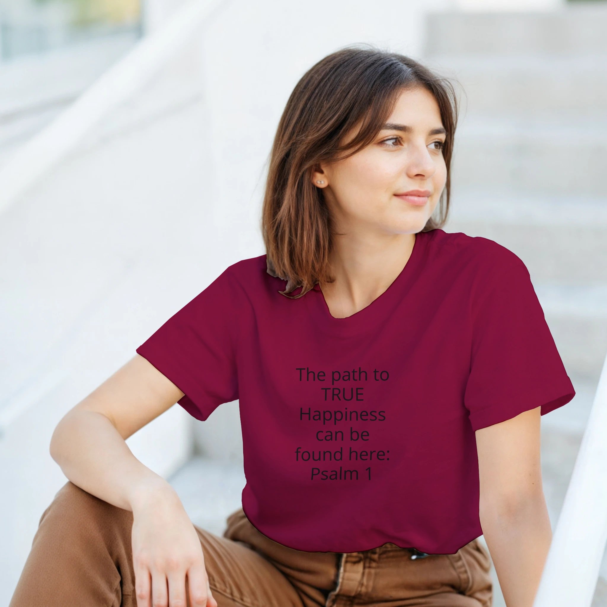 Happiness Heavyweight Unisex Crewneck T-shirt | Gildan® 5000 White - BB's Tees and More