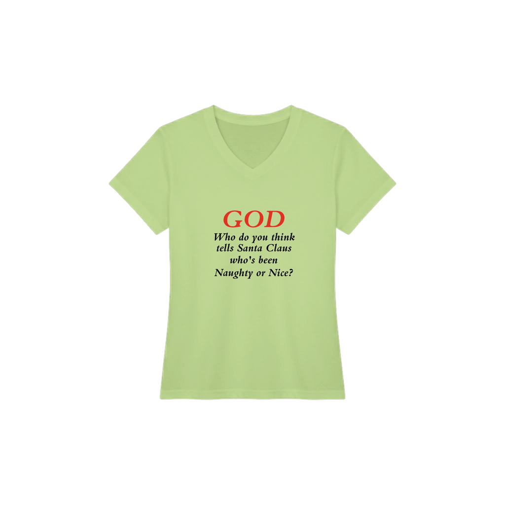 God/Santa Women’s Performance V - Neck T-Shirt | Team 365 TT11W - BB's Tees and More