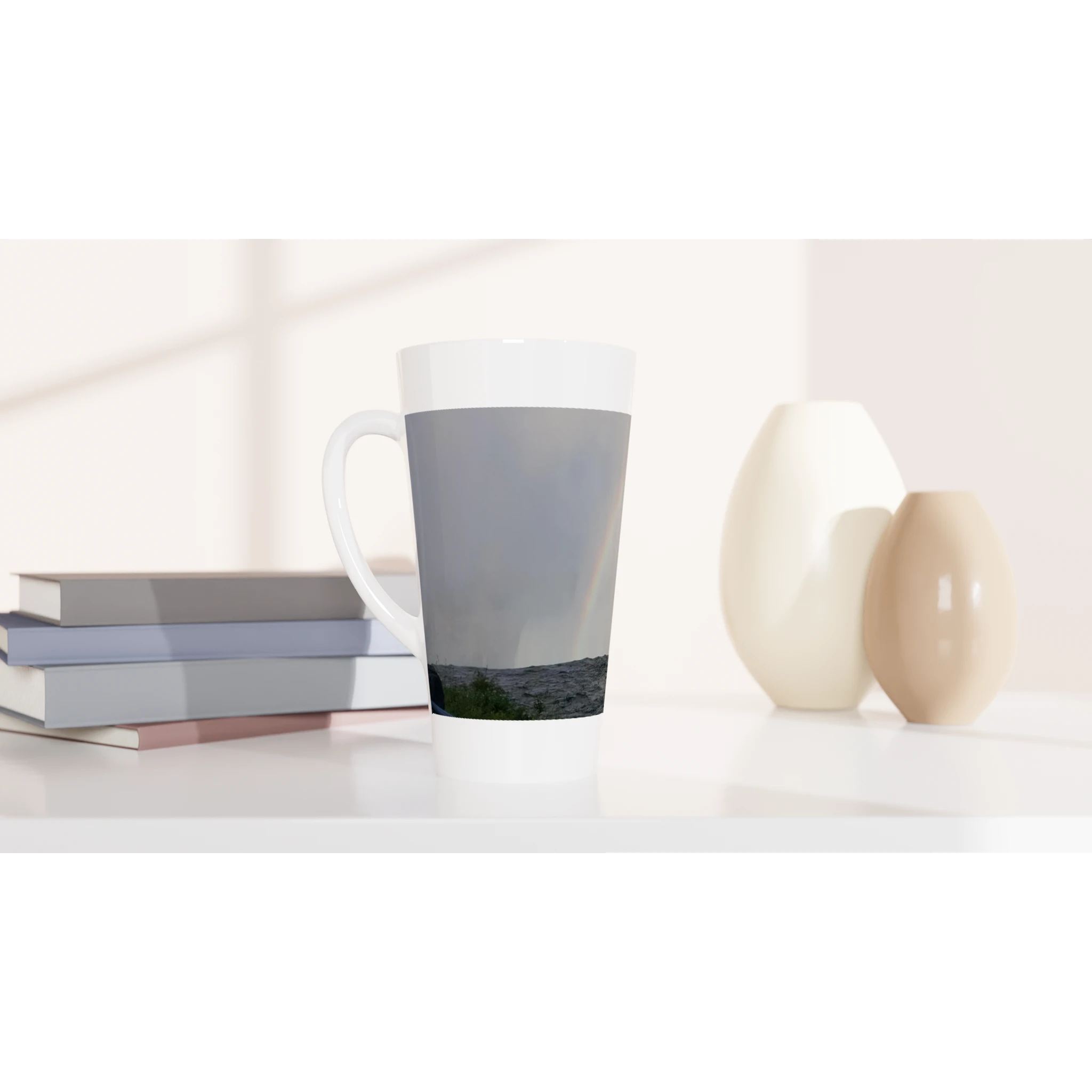 Waterfall Rainbow White Latte 17oz Ceramic Mug - BB's Tees and More