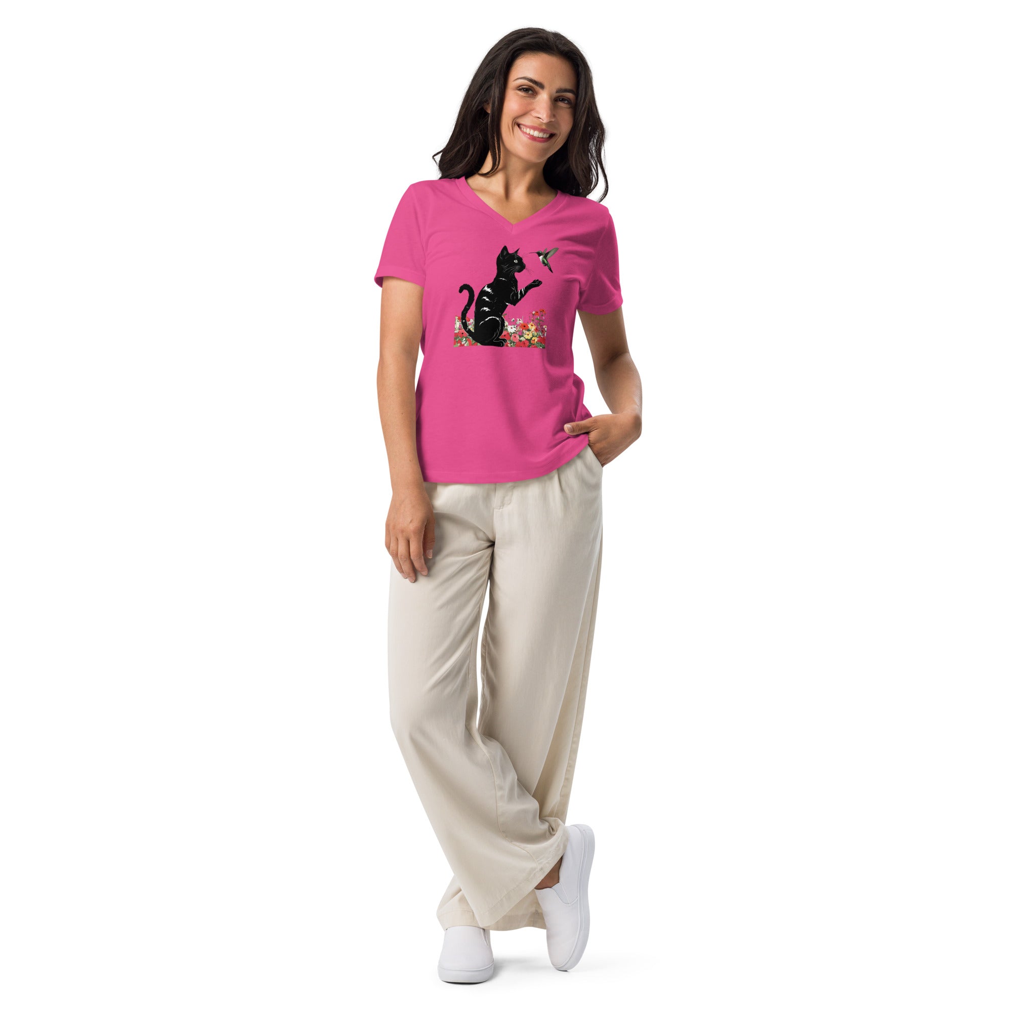 Cat and Friend Women’s relaxed v - neck t-shirt - BB's Tees and More