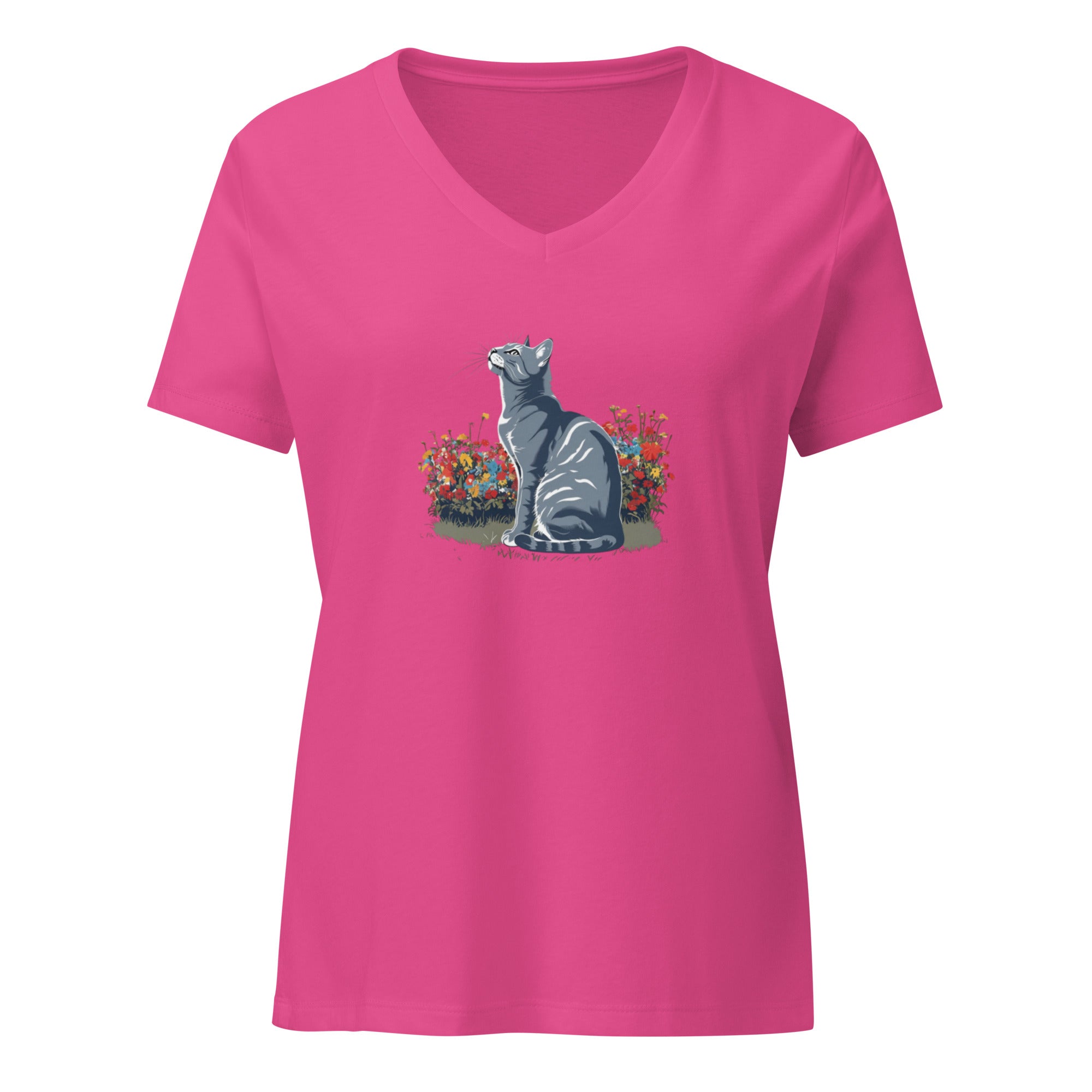 Cat Looking Women’s relaxed v - neck t-shirt - BB's Tees and More