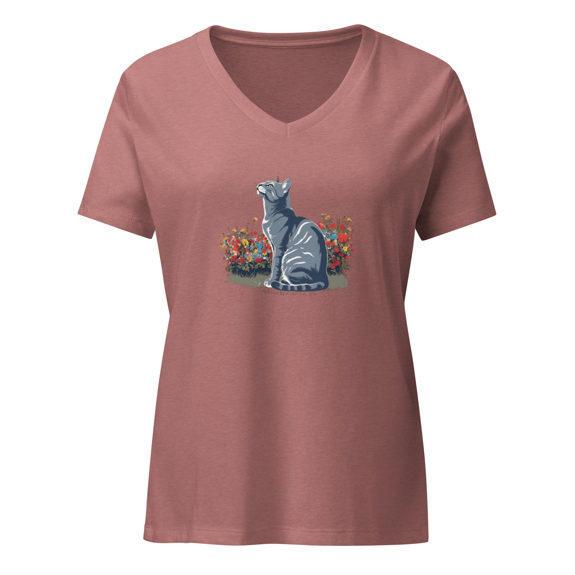 Cat Looking Women’s relaxed v - neck t-shirt - BB's Tees and More