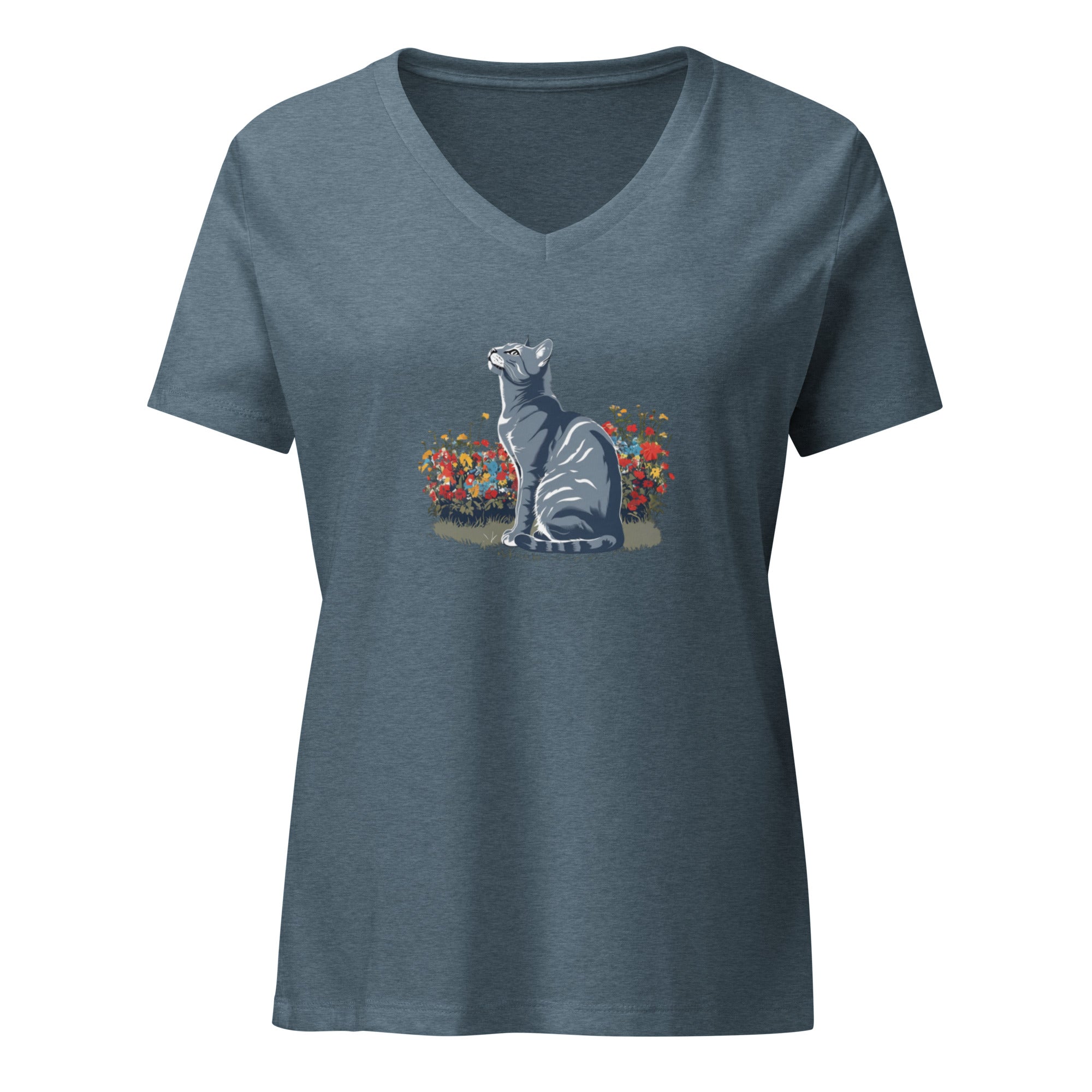 Cat Looking Women’s relaxed v - neck t-shirt - BB's Tees and More