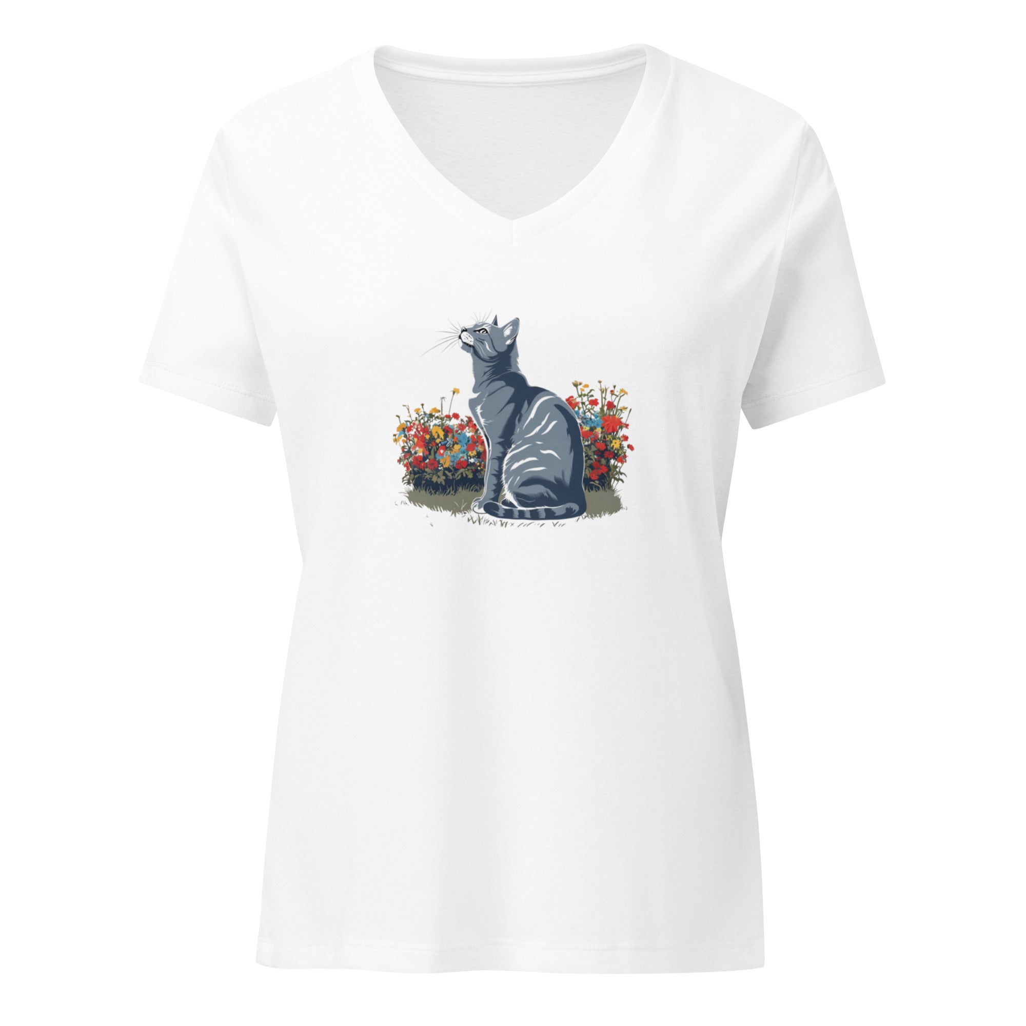 Cat Looking Women’s relaxed v - neck t-shirt - BB's Tees and More